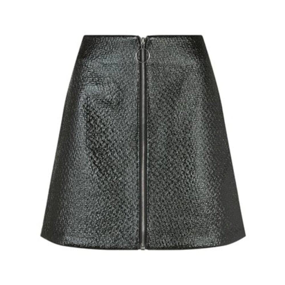 Maje Juna Black Vinyl-Effect Zip-Front Mini Skirt